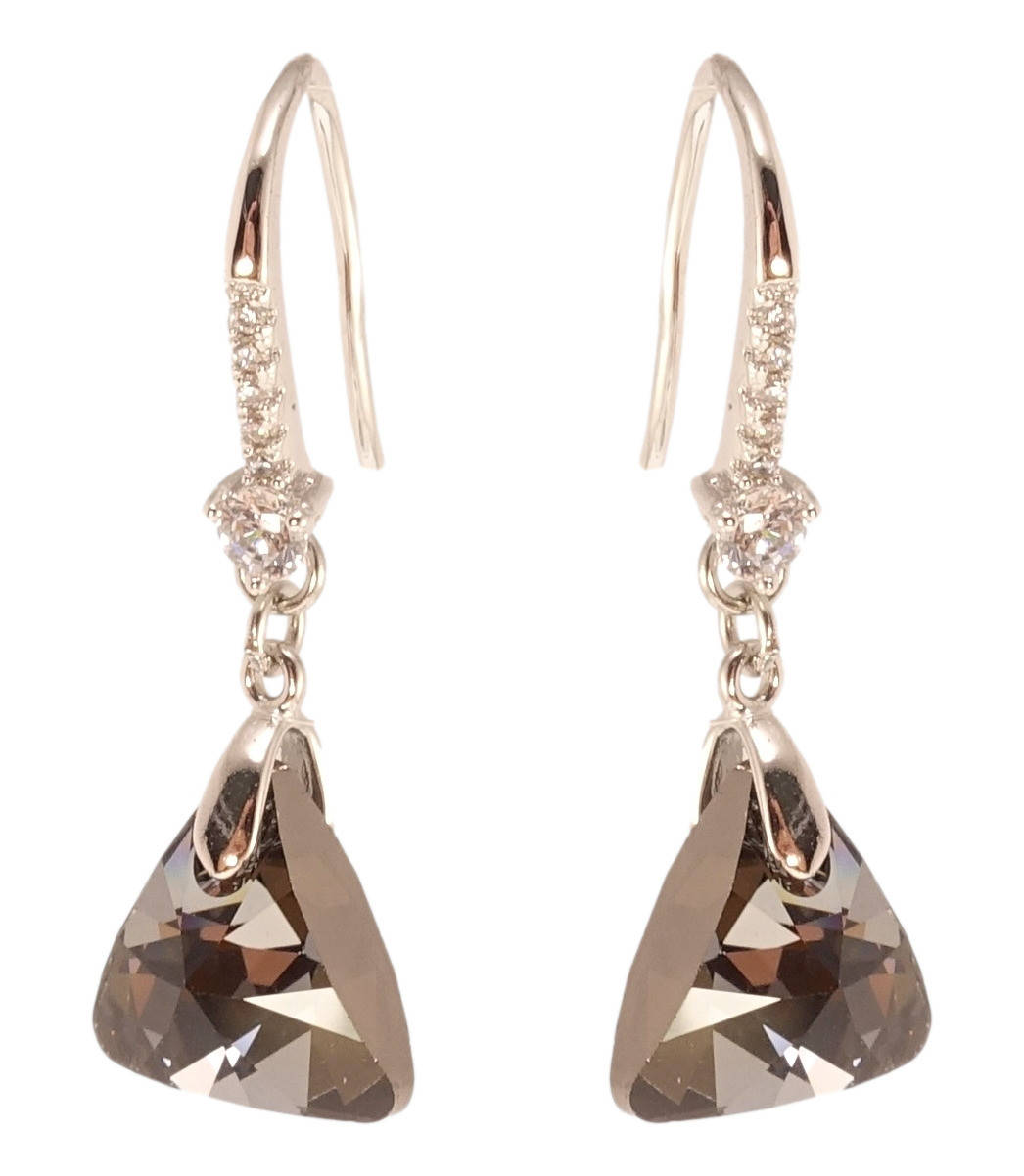 

Серьги Xuping Родий с кр-ми Swarovski подвески французский замок "Кристальные треугольники Graphite"