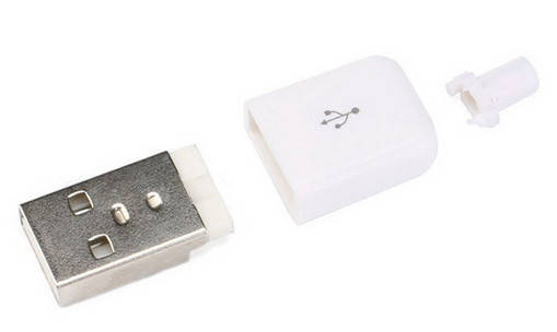 

USB-A 2.0 Male, разборной разъем, папа, белый