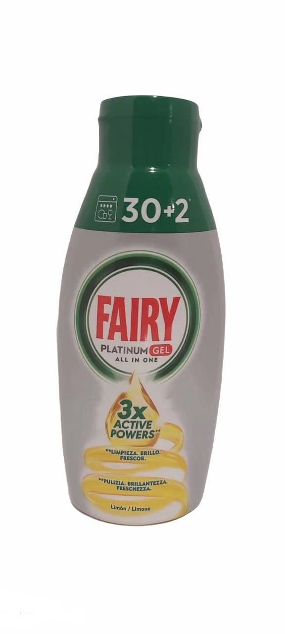 

Бесфосфатный гель для посудомойки Fairy Platinum All in One Lemon 32 цикла