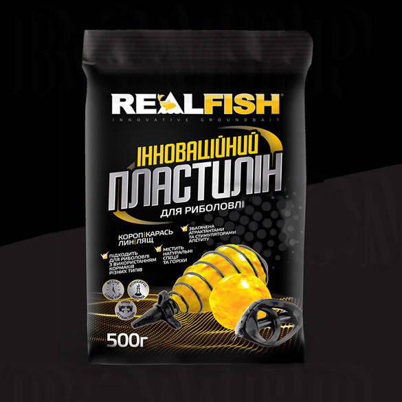 

Пластилін REALFISH 0.5кг Солодка кукурудза (10шт в уп)