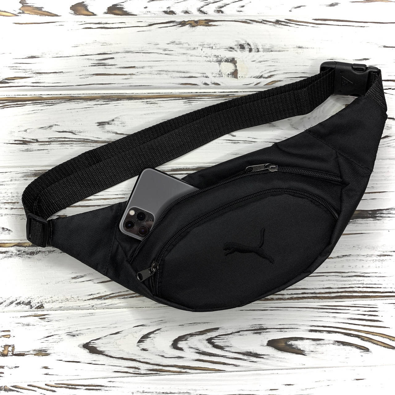 

Бананка Puma black / сумка через плечо мужская женская, Черный