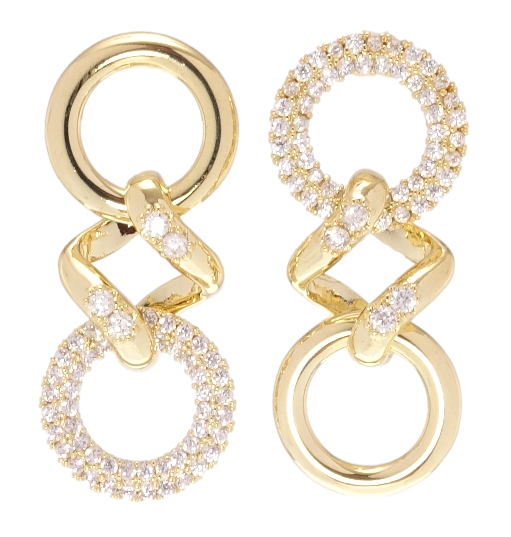 

Серьги Xuping QQMM Позолота 14K гвоздики (пусеты) "Ассиметричные подвески с цирконием"