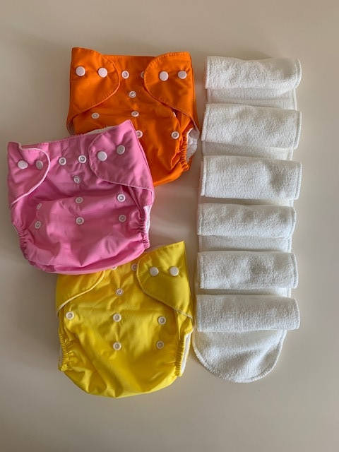 

Набор многоразовых подгузников (3 подгузника + 6 вкладышей) N3, Разные цвета