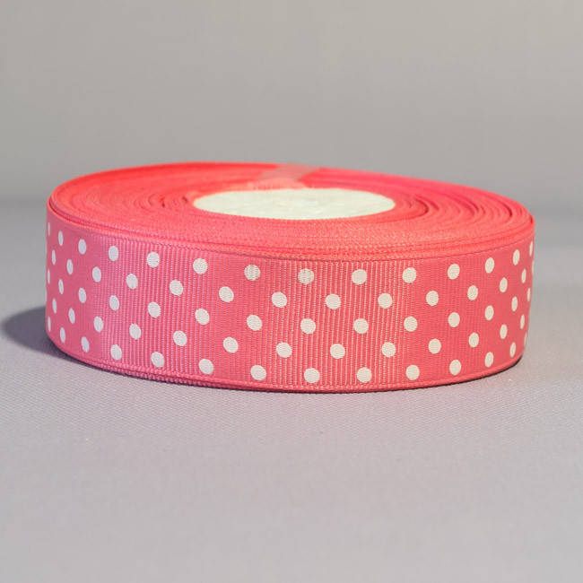 

Лента репсовая Горох 25мм коралловый за 3 м., Оливковый