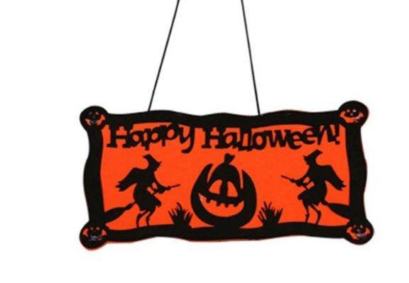 

Страшный Декор Настенный "Веселый Хэллоуин с ведьмами" / фетр. 48*22 см. Ужасный декор на Хэллоуин