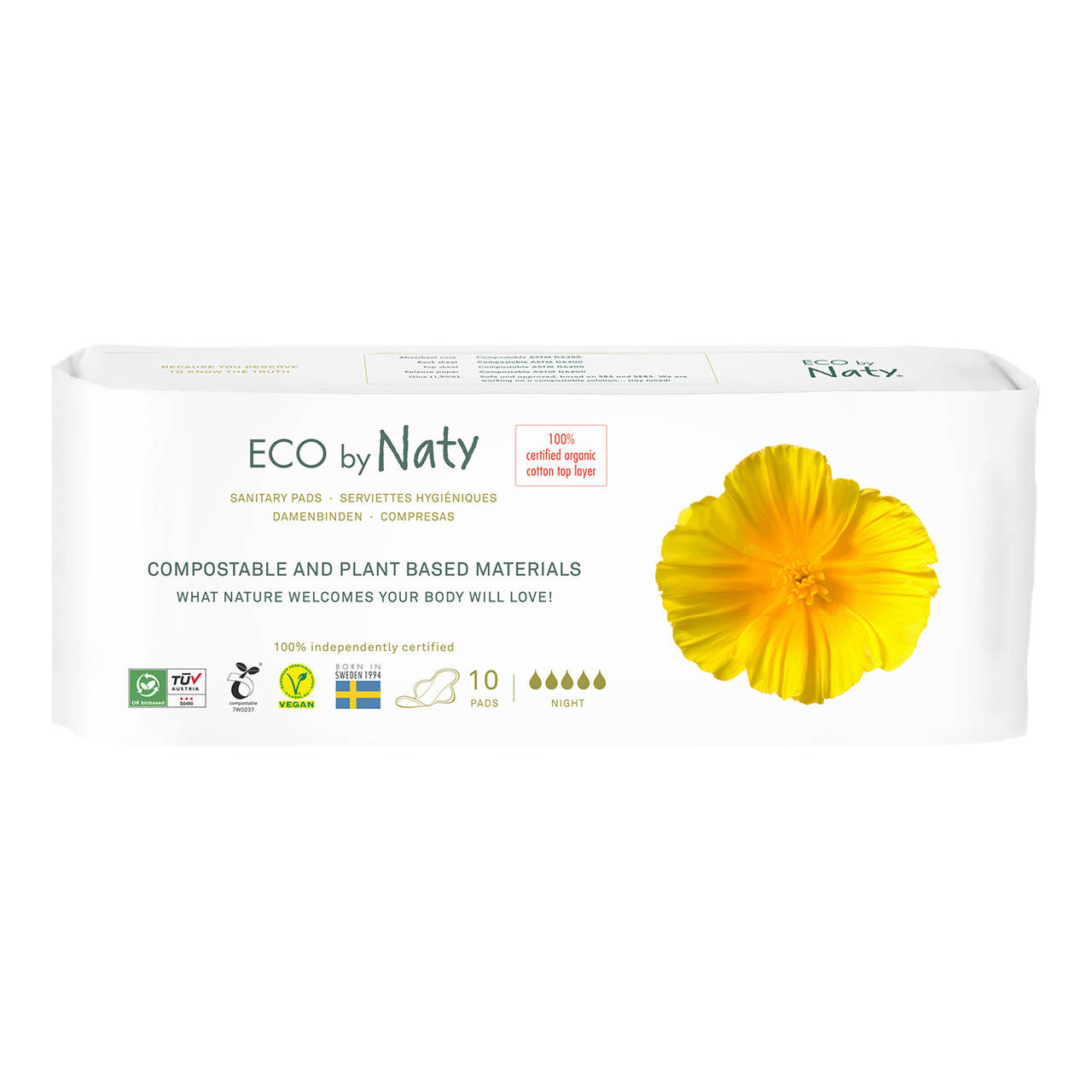 

Органические прокладки Eco by Naty Night 10 шт
