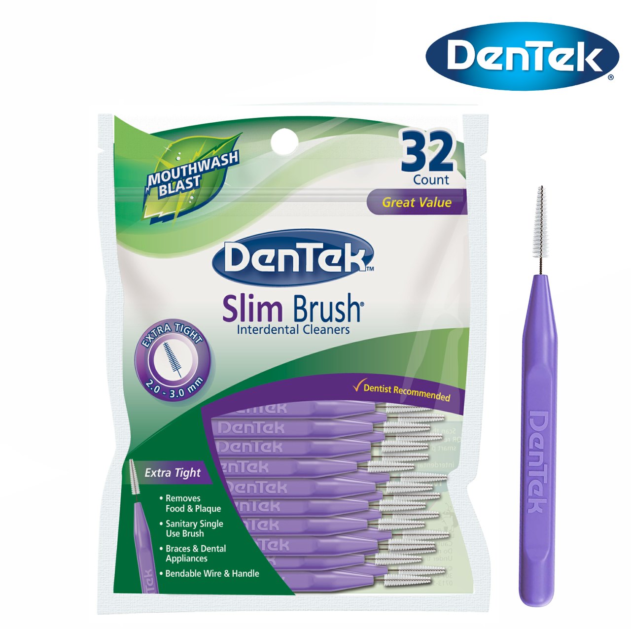 

Межзубные щетки DenTek для узких промежутков (ультратонкие, мягкие, конические) 32 шт