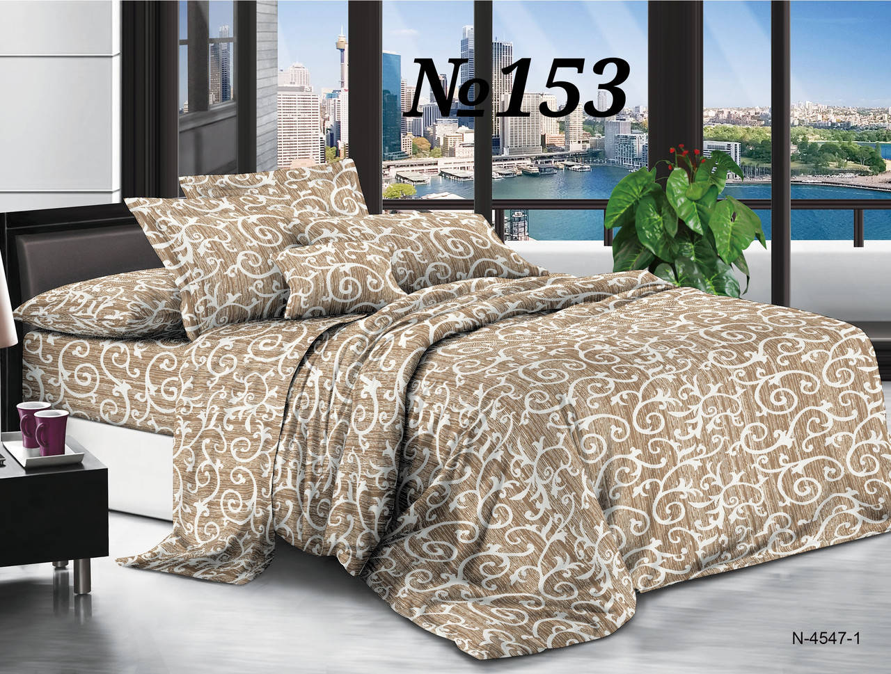 

Пакистанская бязь GOLD, вензеля светло коричневые, Коричневый