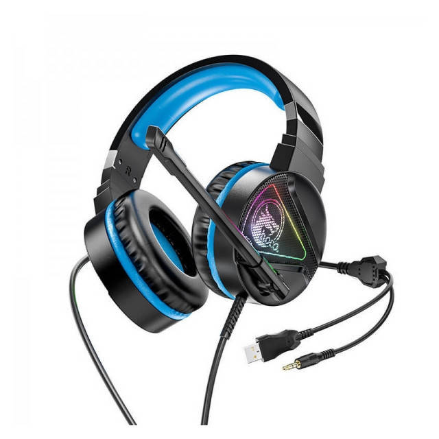 

Геймерские наушники HOCO W104 Drift с микрофоном LED подсветкой, Blue | Игровые - Геймерские наушники, Синий