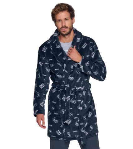 

Домашний короткий мужской халат MUYDEMI Испания L,XL,2XL,3XL, софт, синий