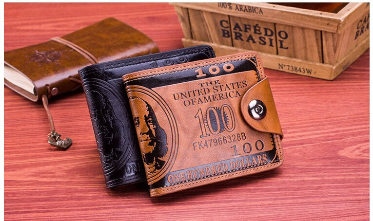 

Портмоне мужское с застежкой 100$ -11x10см M002
