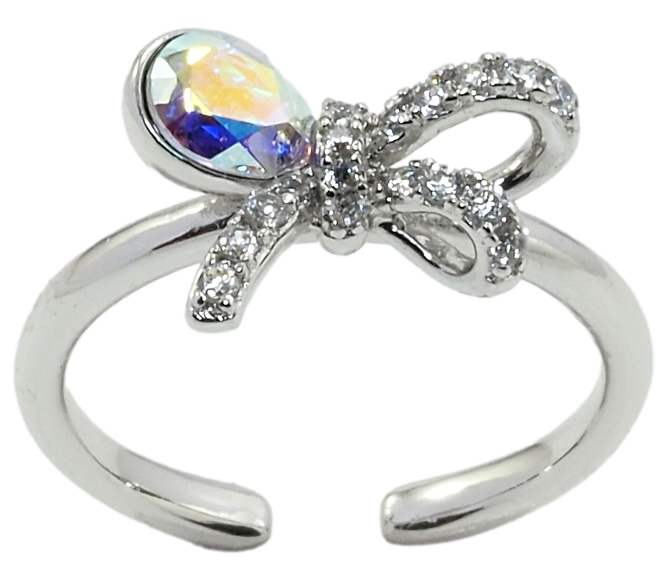 

Кольцо Xuping Родий с кр-ми Swarovski "Бант с кристаллом АВ" р.16-17
