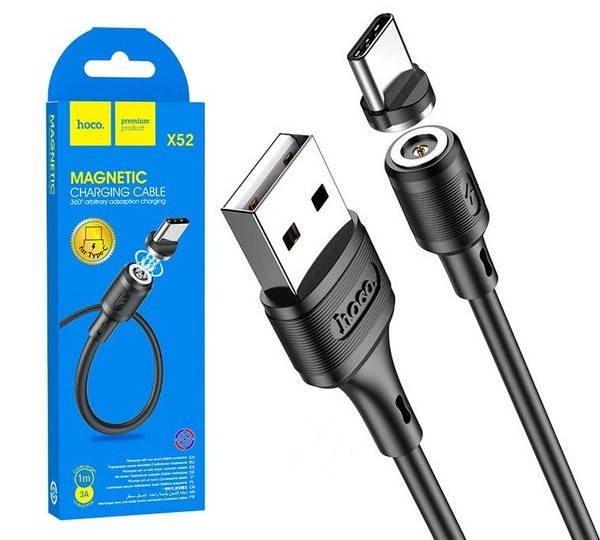 

Кабель USB Type-C Hoco X52 Sereno magnetic charging cable 2A/1м черный