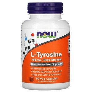 

Тирозин, L-Tyrosine, Now Foods, 750 мг, 90 капсул (NOW-00165)
