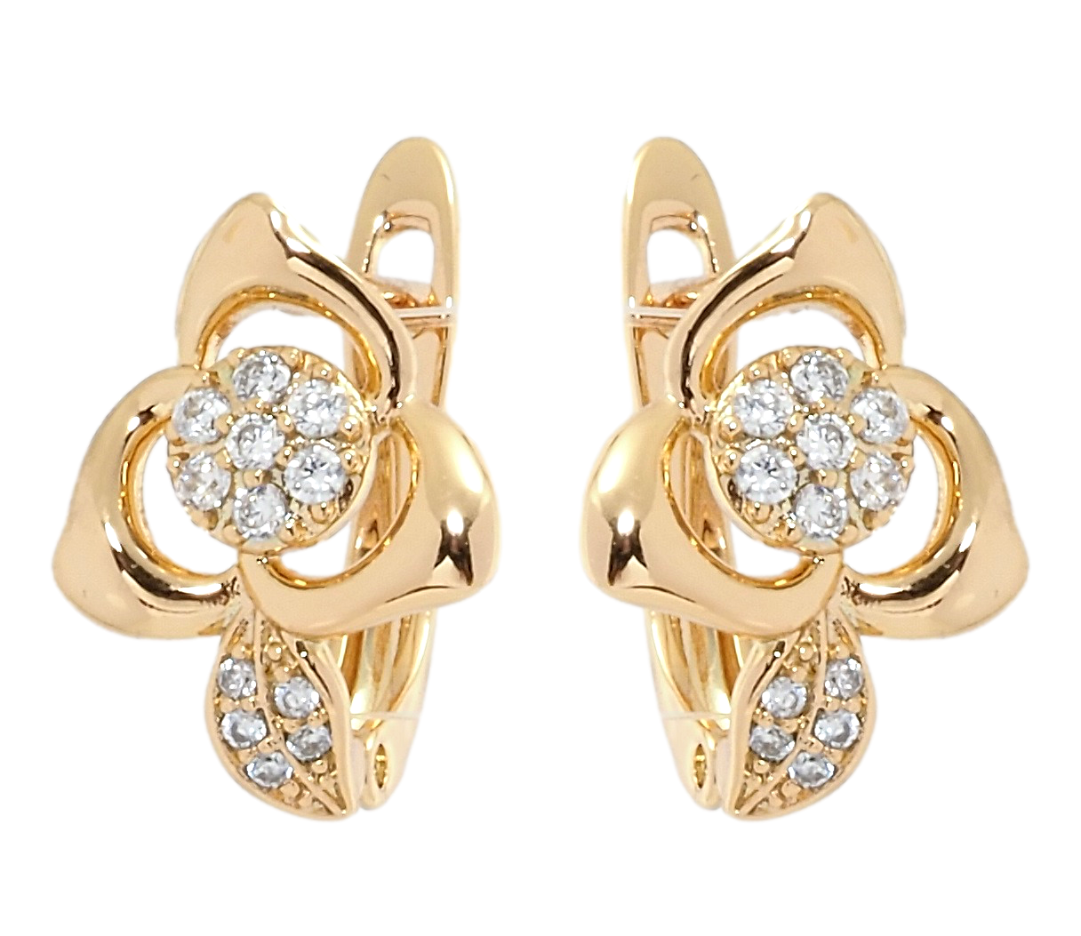 

Серьги Xuping Позолота 18K английский замок "Цветочки с цирконием"