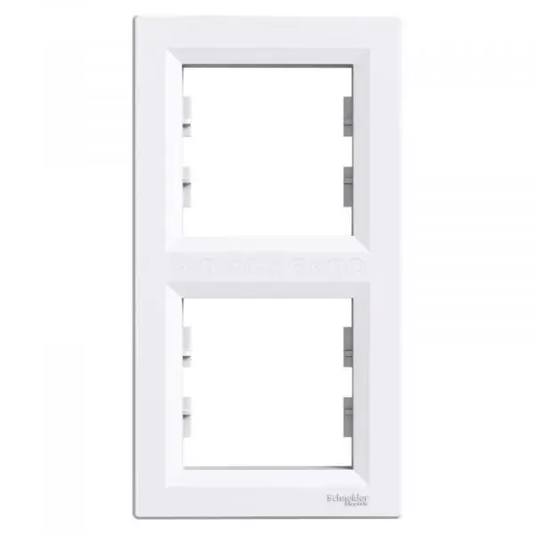 

Рамка 2-містна (2-постова) біла вертікальна ASFORA. SCHNEIDER ELECTRIC.
