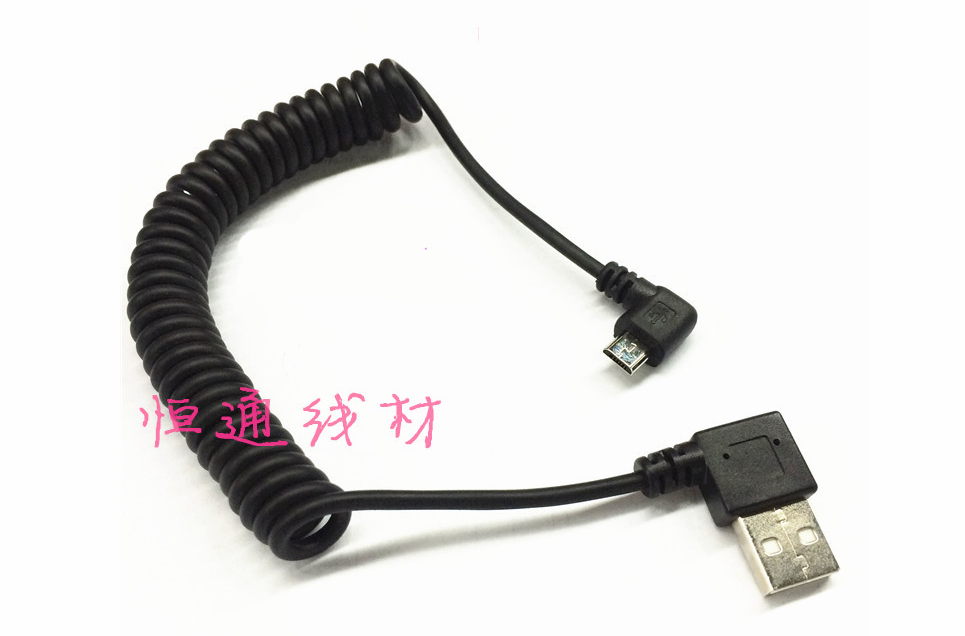 

Кабель USB - microUSB растягивающийся «кудряшка» 40 - 140 см / 2 х угловых штекера / походный / туристический