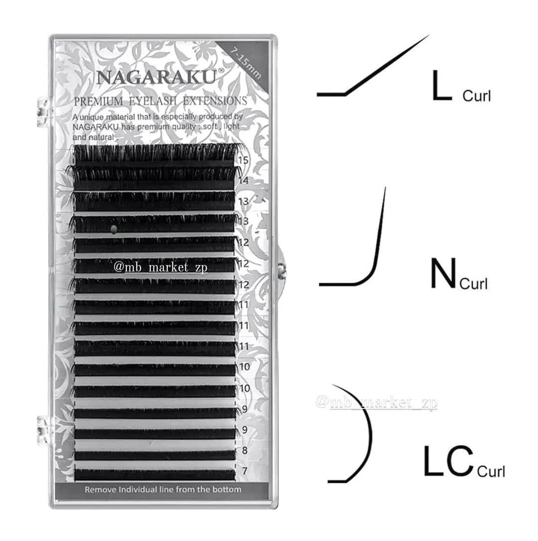 

Ресницы Nagaraku Mіх изгиба L - 0.07, 0.10 (7-15мм)