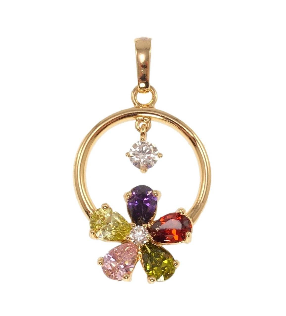 

Кулон Xuping Позолота 18K "Цветок из разноцветных кристаллов" для цепочки до 5мм