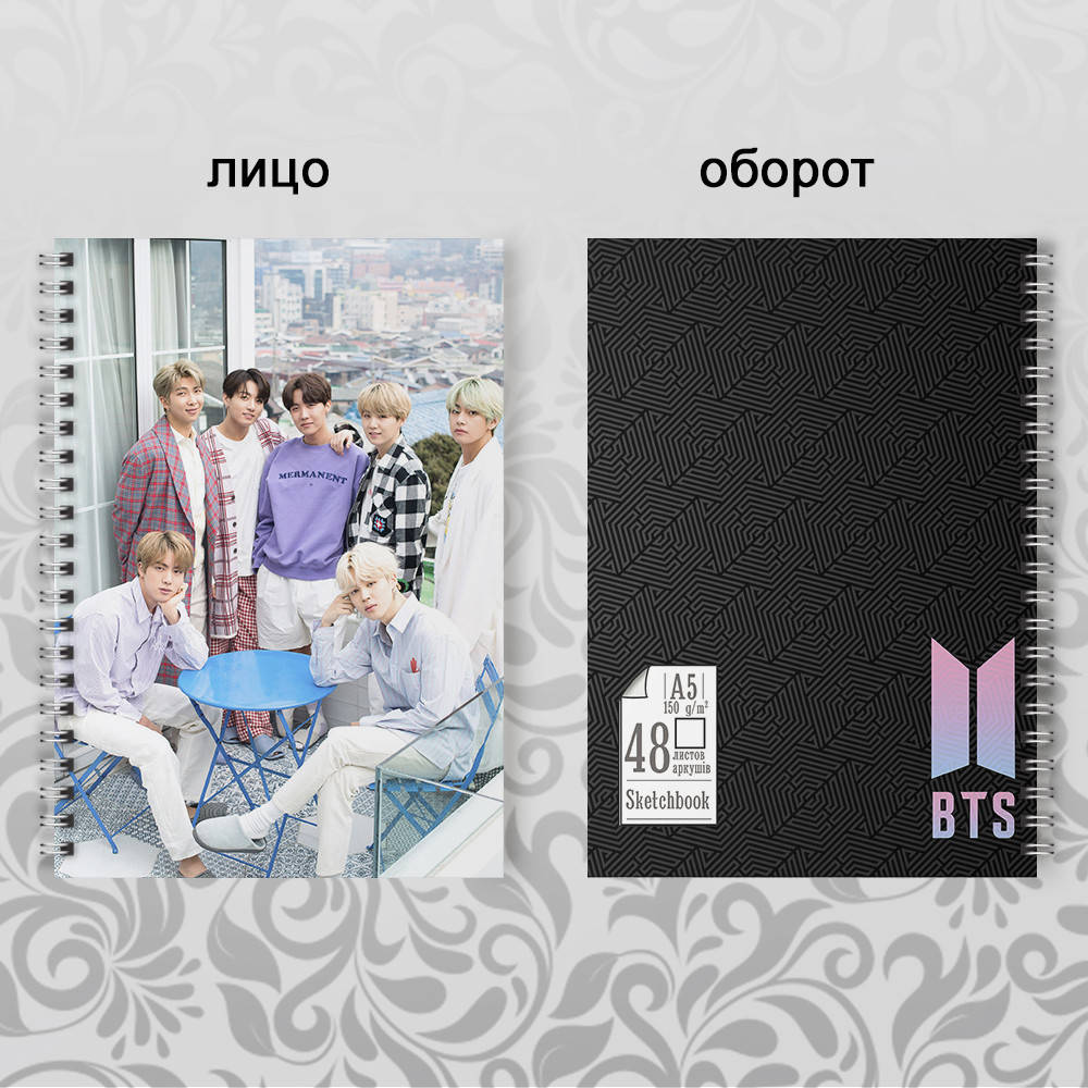 

Скетчбук А5 48 л. 150 гр.м² BTS черный оборот