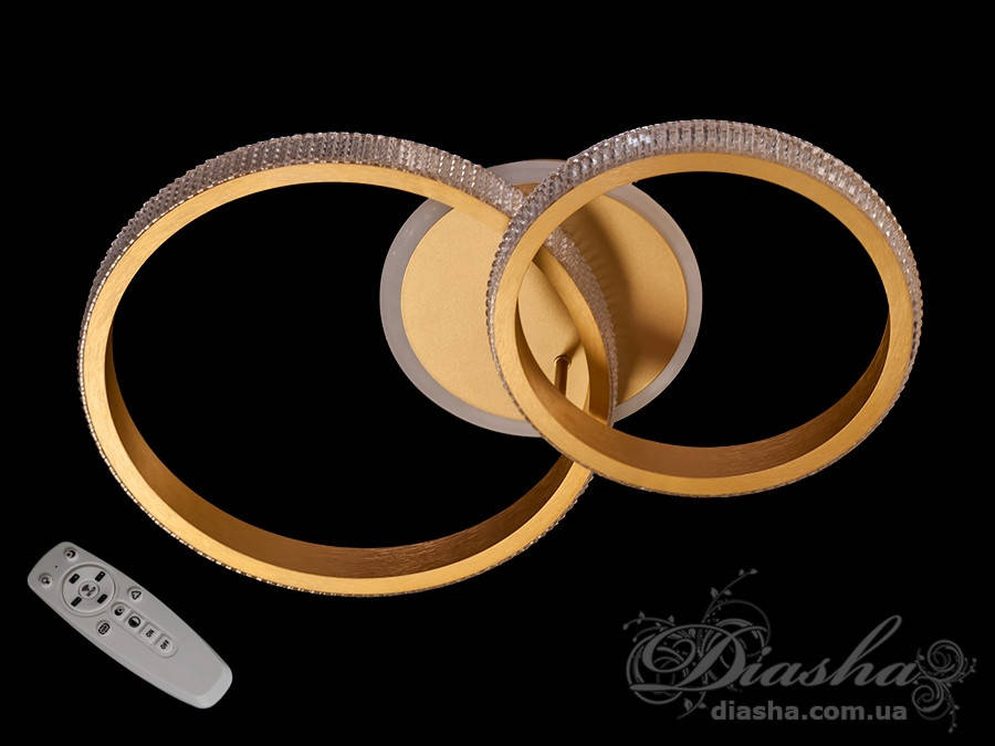 

Потолочная LED-люстра с диммером и подсветкой цвет золото Диаша 75W 6010/2G, Золотистый