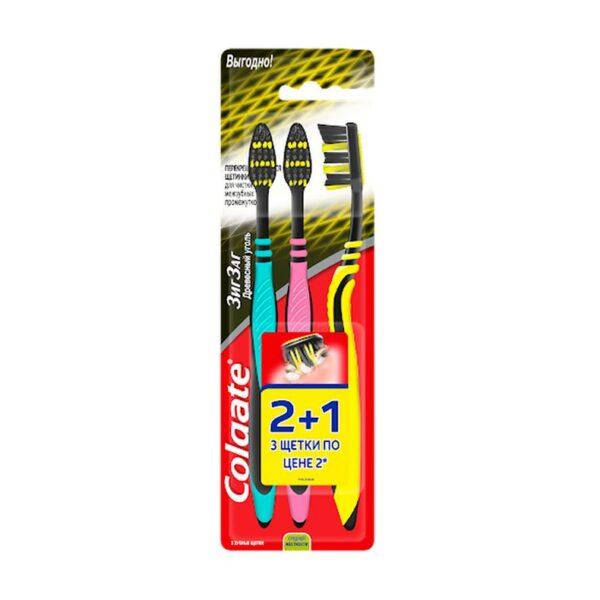 

Зубные щетки Colgate колгейт Зигзаг Древесный уголь 2 + 1 шт