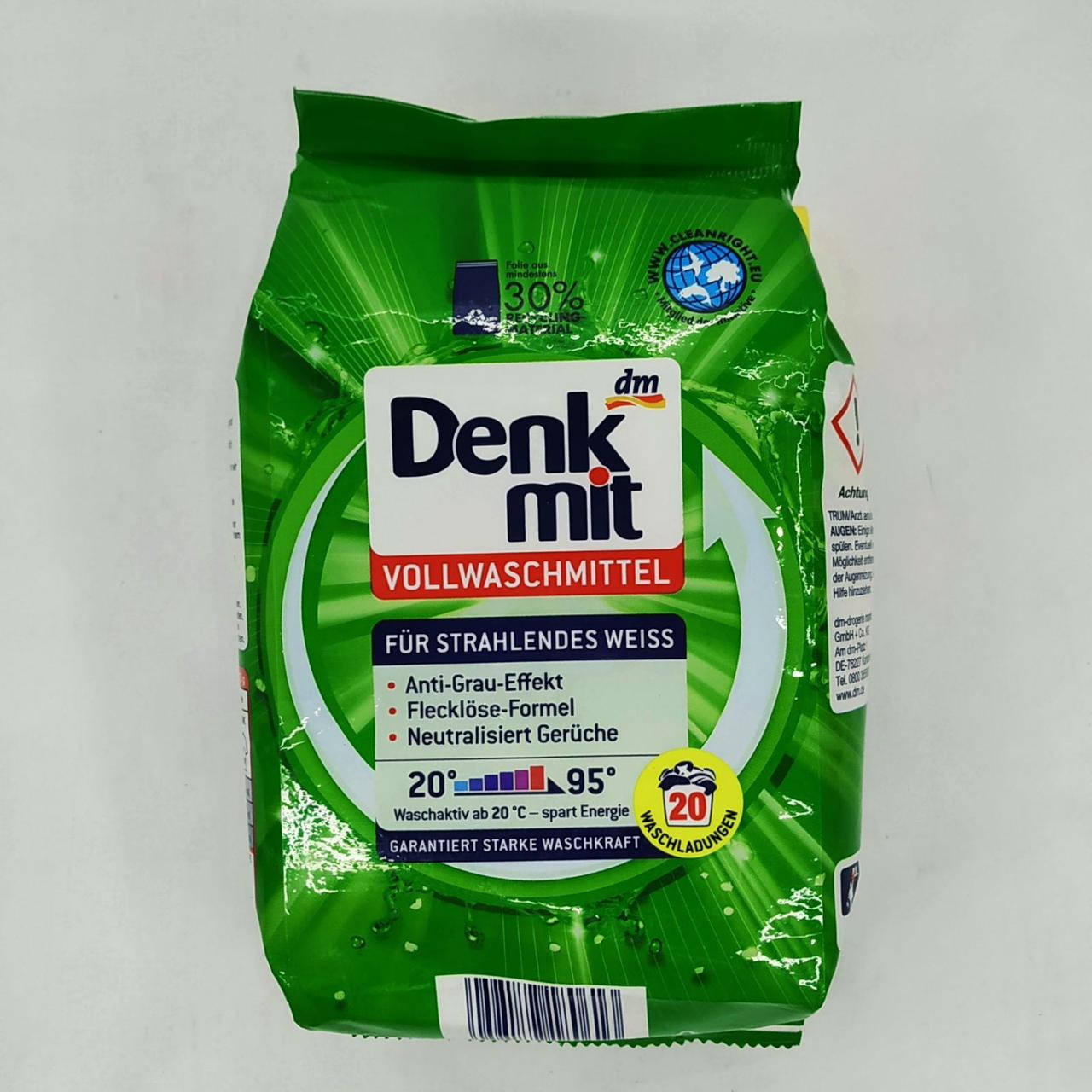 

Denkmit Vollwaschmittel - стиральный порошок для светлого и белого белья 20 стирок