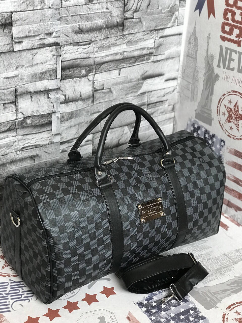 

Дорожная сумка в клетку Louis Vuitton LV Vintage grey, Серый