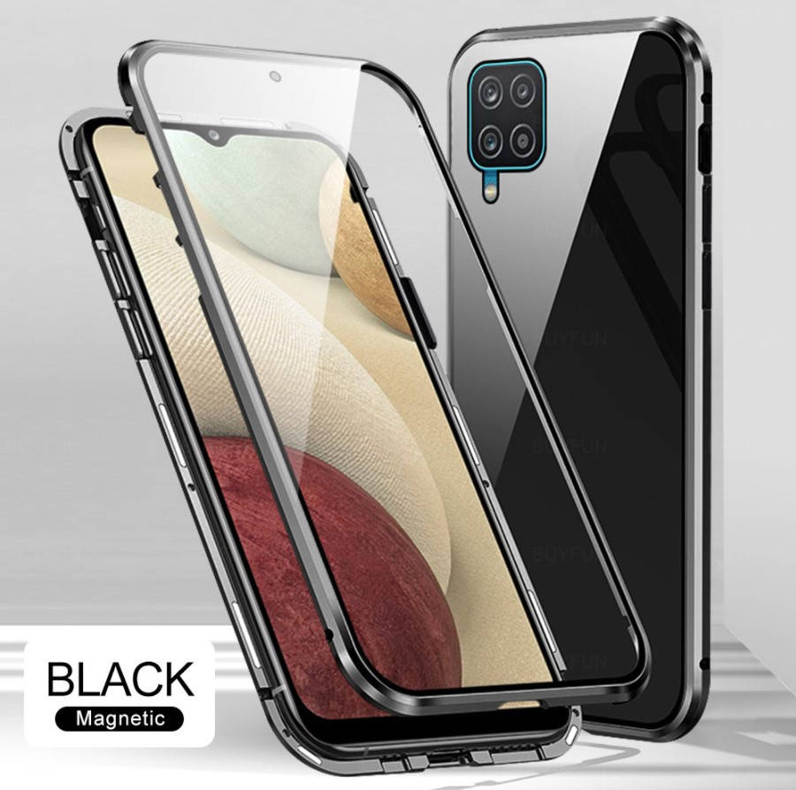 

Магнитный чехол Magnetic для Samsung Galaxy A12 2020 A125 два стекла (Разные цвета) Черный