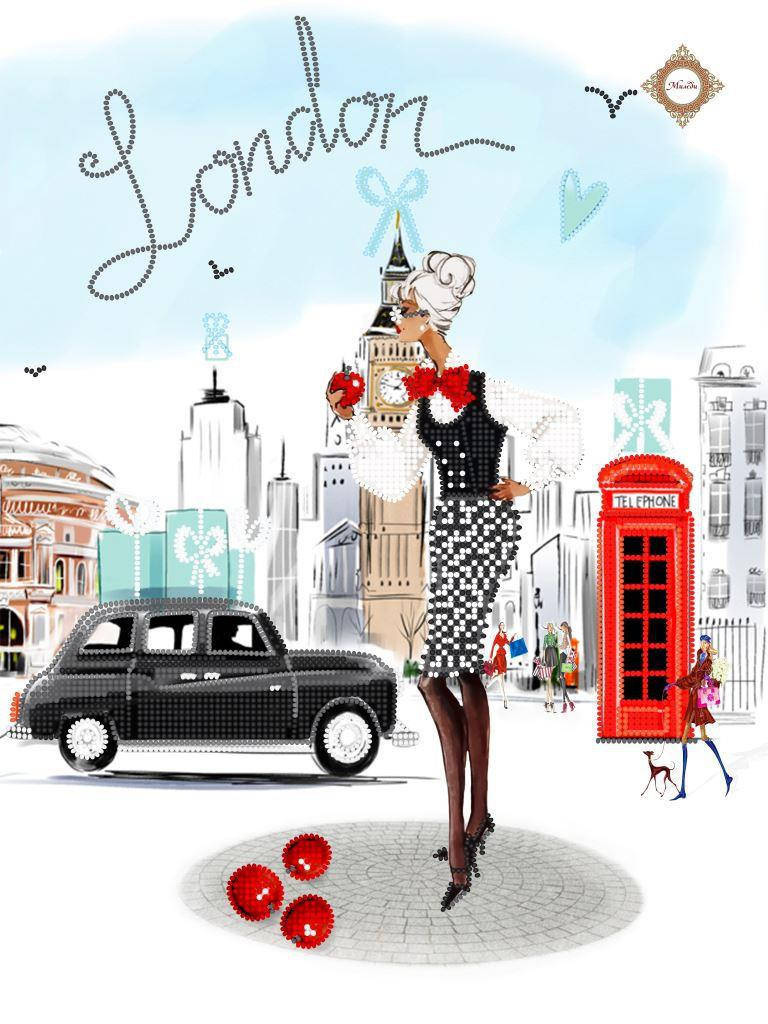 

СЛ-3340 Shopping in London.ТМ Миледи.Схема для частичной вышивки бисером