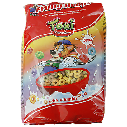 

Сухий сніданок Фоксі фруктові колечка Foxi fruity hoops 500g 14шт/ящ (Код : 00-00011921)