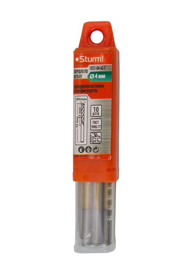 

Набор свёрл по металлу c титановым покрытием Sturm 1055-04-4S-T (4мм, 10шт.)