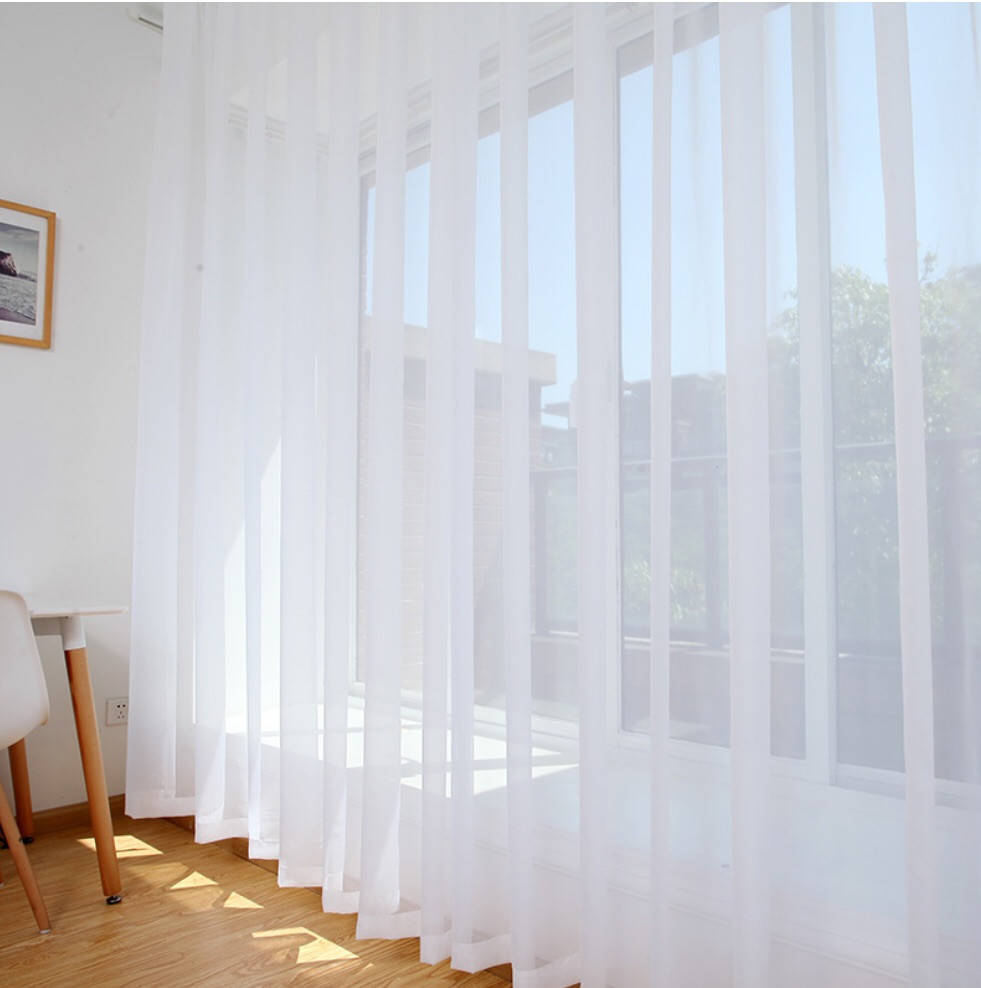 

Тюль вуаль шифон белый с пришитой тесьмой 200*280 см