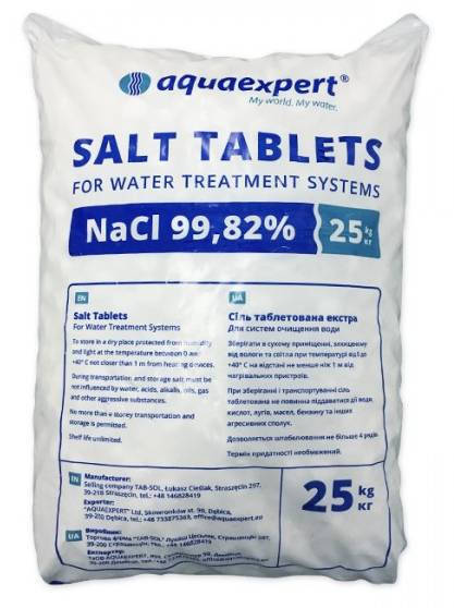 

Сіль таблетована екстра 25 кг Aquaexpert (Польща)
