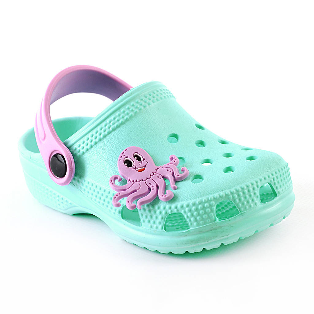 

Детские бирюзовые кроксы осьминог для девочек размеры 28-29, Бирюзовый