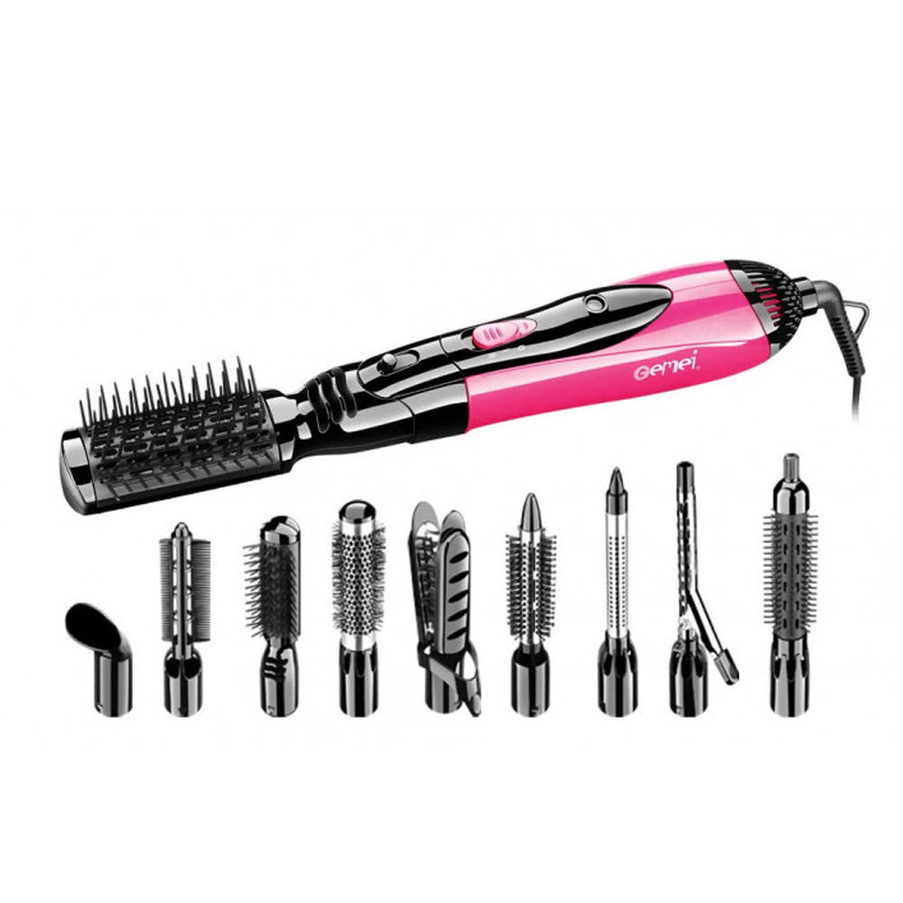 

Фен стайлер для волос 10 в 1 Gemei Professional Hot Air Styler GM-4835 розовый / Воздушный стайлер для волос