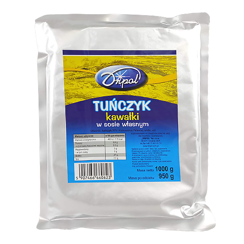 

Тунець Дріпол в фользі у власному соці Dripоl 950/1000g 16шт/ящ (Код : 00-00004594)