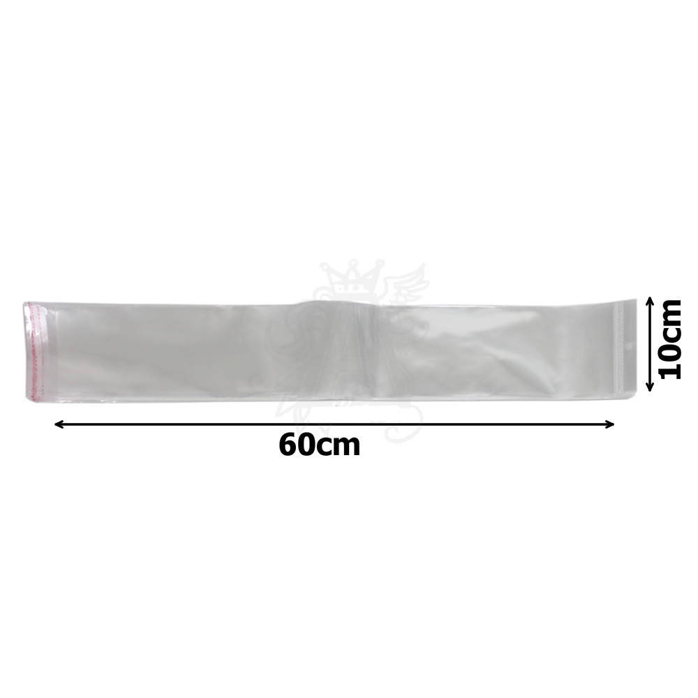 

Пакеты прозрачные упаковочные прозрачные c липкой лентой 10х60см, 100 шт, Прозрачный