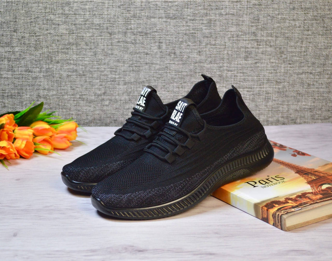 

Мужские текстильные кроссовки., Черный