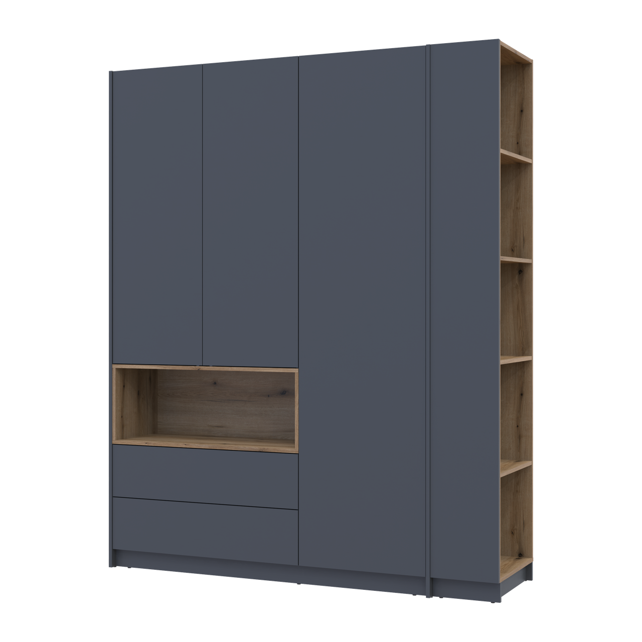 Шафа для одягу з нішею та етажеркою Doros Дейл Графіт/Дуб Евок 3 ДСП 178х52х220 (44900337) 2