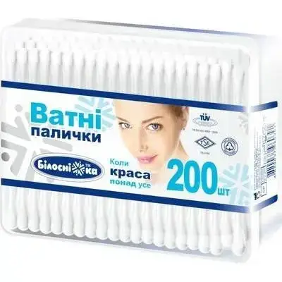 

Ватні палички Білосніжка пластик. уп., 200шт