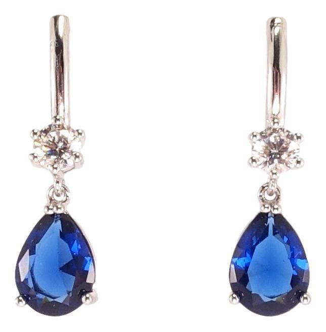 

Серьги ХР Родий гвоздики (пусеты)"Кристальные подвески синий кристалл"