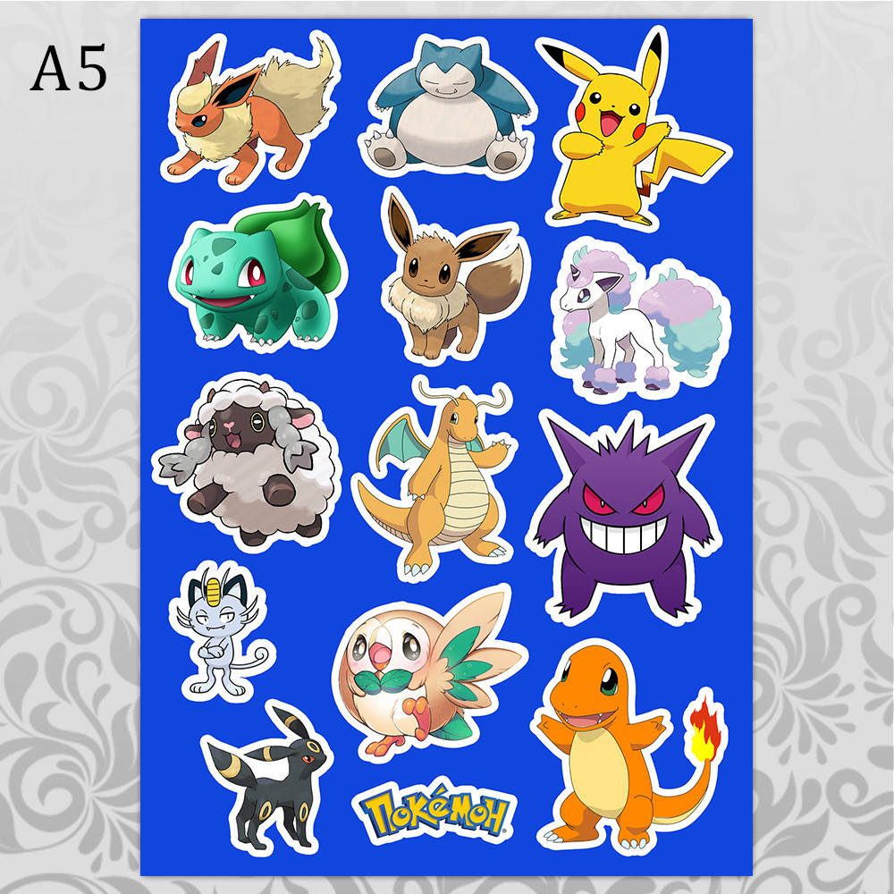 

Стикеры Аниме Pokemon без порезки, Разные цвета