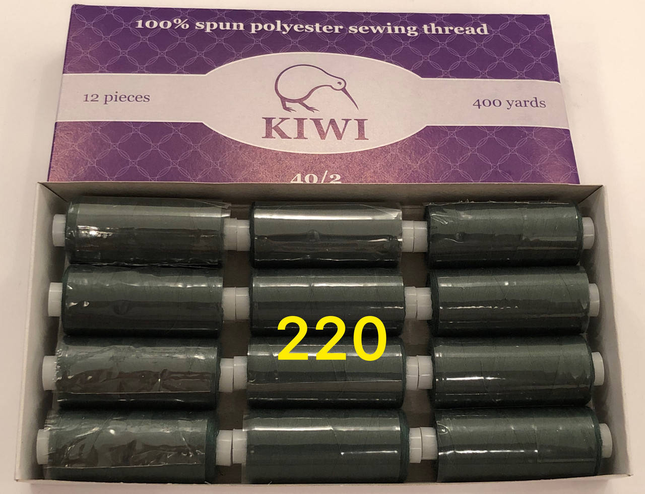 

Швейные нитки 40/2 220тон полиэстер Kiwi Киви 400ярдов