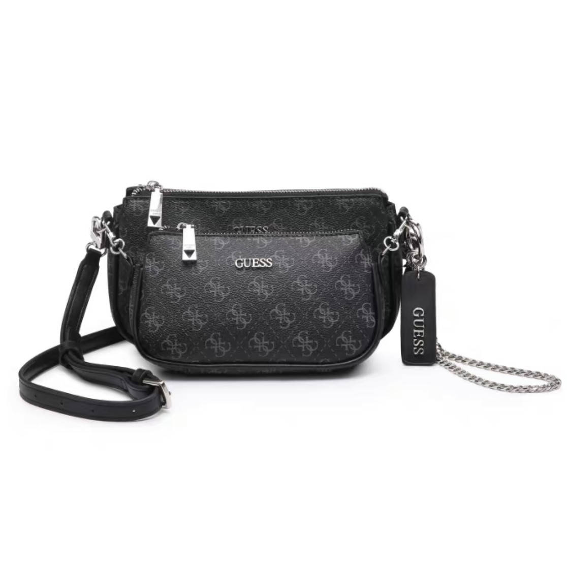 

Женская сумочка кросс-боди GUESS 19GF-1803 через плечо с цепочкой черная, Черный