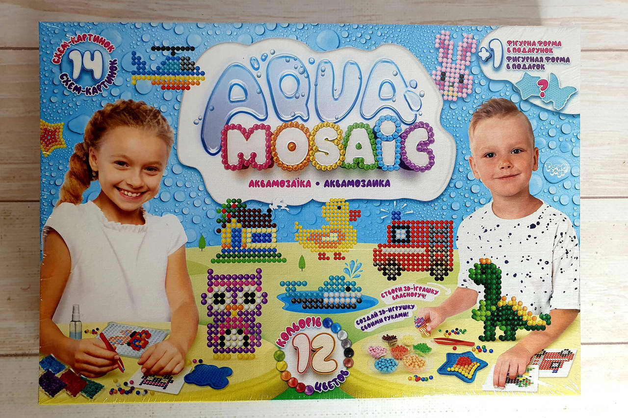 

Аквамозаика для детей 12 цветов в наборе, малая "Aqua Mosaic" Danko Toys