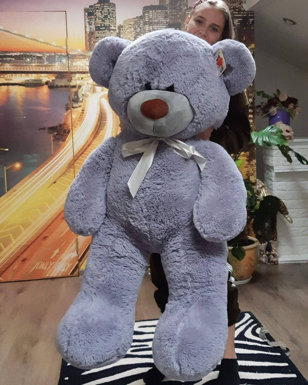 

Плюшевый мягкий мишка 160 см серый