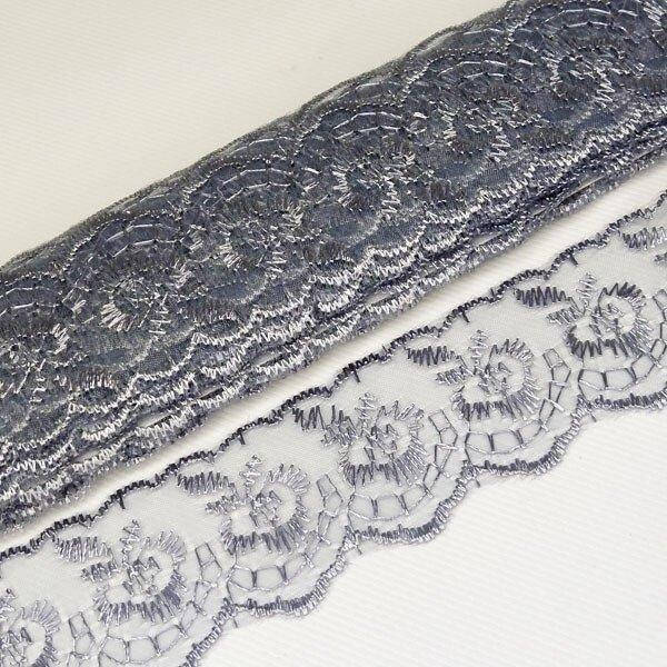 

(9 метров) Кружево Яблочко органза (ширина 4см) Стальной (СИНДТЕКС-1511)