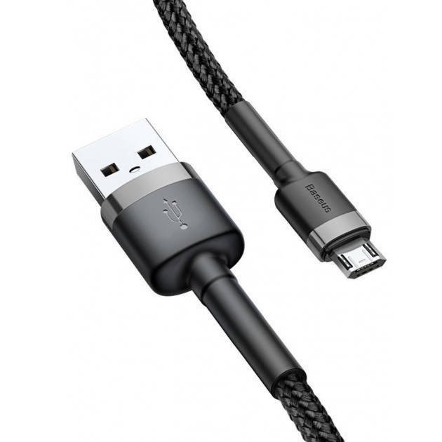 

Дата-кабель Baseus Cafule 2.4A micro USB 1м Black/Gray (CAMKLF-BG1), Черный