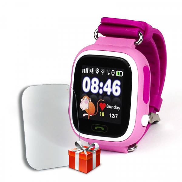 

Детские умные смарт часы-телефон с GPS трекером Baby Smart Watch Supero Original Q90 Розовые